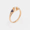 Bague Bague en diamant victorienne des années 1880 avec trèfle à quatre feuilles en émail or rose 14 carats Taille 7 Antique 58 Facettes G13424