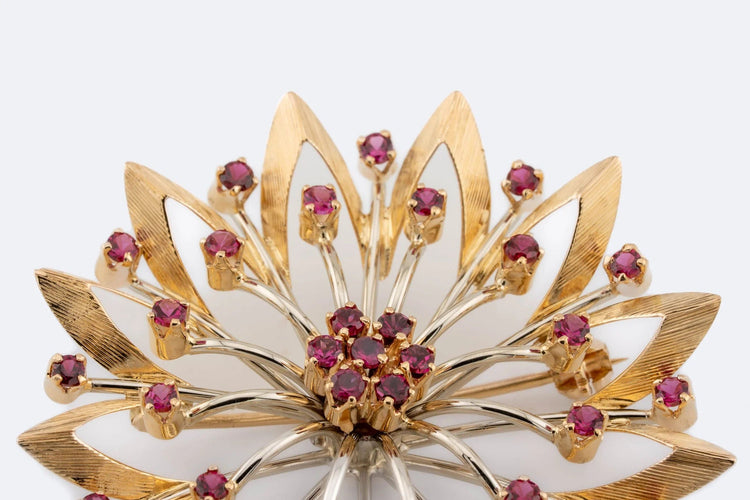 Broche Oro Giallo Spilla a fiore in oro giallo con rubini 58 Facettes SPL94