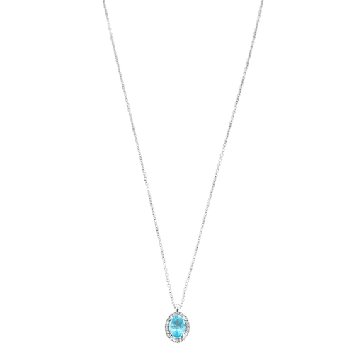 Collier COLLIER OR BLANC DIAMANTS & AIGUE MARINE. 58 Facettes BO/240006 RIV