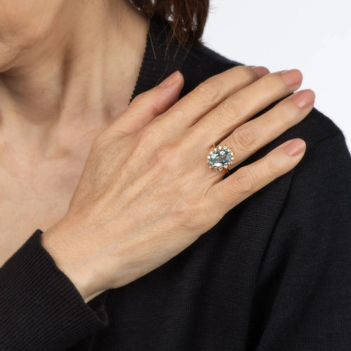 50 Bague diamant aigue-marine 4,50 ct vintage 58 Facettes G13369
