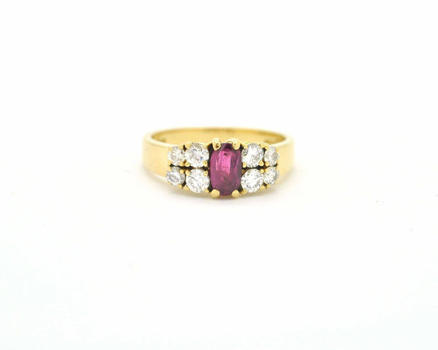 Bague Anello oro giallo con rubino  e diamanti 58 Facettes