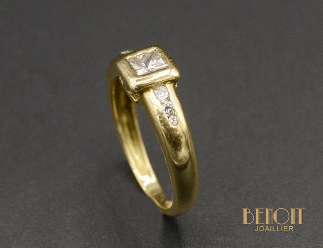 Bague 46 Solitaire Princesse or jaune 58 Facettes A9698