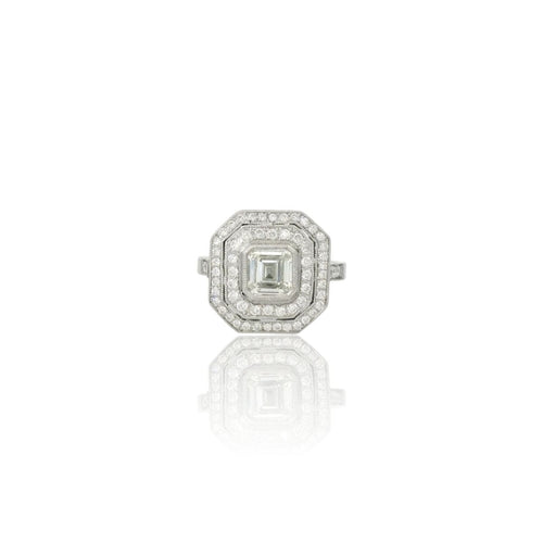 52 Double cluster diamond ring 58 Facettes