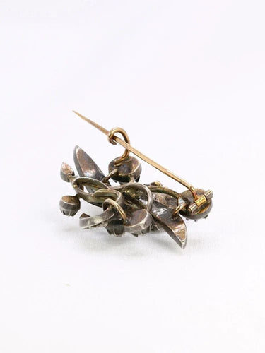 Broche Broche Ancienne Or Argent Diamants Taillés en Rose 58 Facettes 273