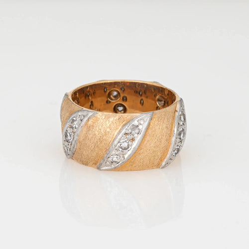 Bague 60s Vintage Diamond Band Sz 5 Wedding Ring 14k Yellow Gold Stacking Jewelry 58 Facettes G13615