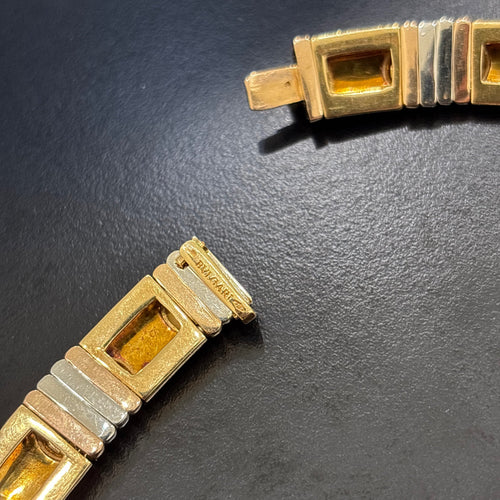 Bracelet Bracelet manchette Bulgari Parentesi en or et acier 58 Facettes