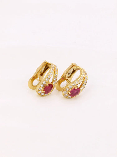 Boucles d'oreilles Boucles d'oreilles vintage diamants rubis 0,8 ct 58 Facettes J450