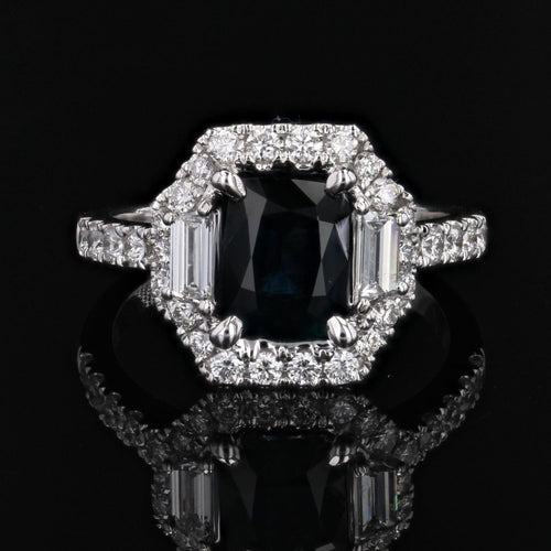 Bague 53 Bague diamants et saphir bleu intense 58 Facettes 24-155