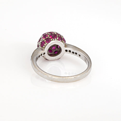 Bague Bague empilable en or blanc 18 carats avec rubis et diamants, taille 6,5, bijoux fins Estate Fine Jewelry 58 Facettes G14017
