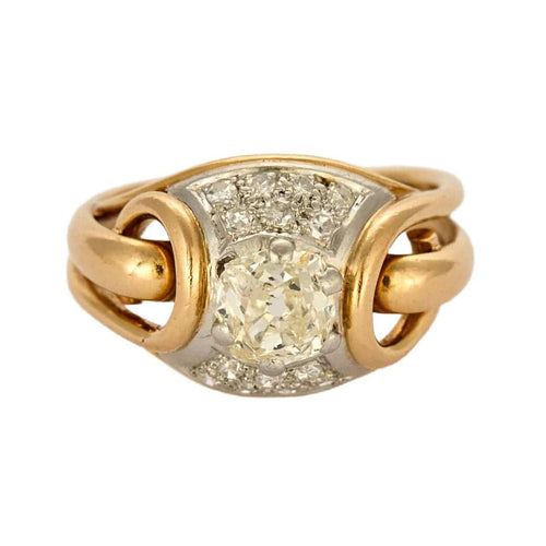 Bague 57 Bague or jaune et platine et diamants 58 Facettes BEA3376