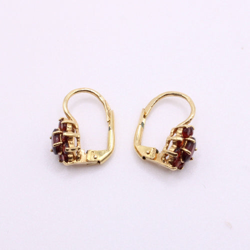 Boucles d'oreilles Boucles d’oreilles Fleurs de Grenats, or jaune 58 Facettes
