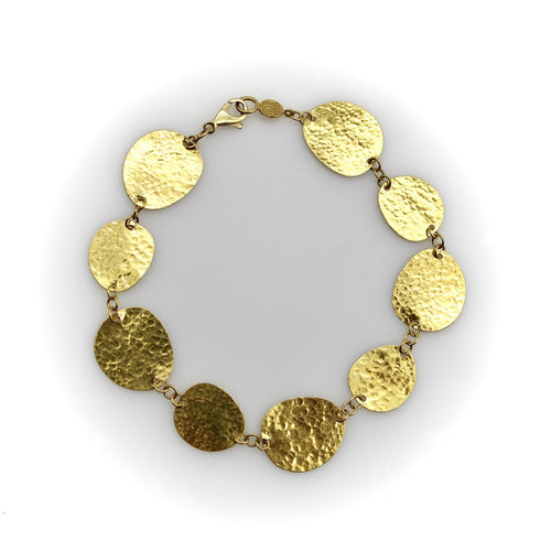 24K Gold Gurhan Lush Collection Hand-Hammered Disc Bracelet 58 Facettes A2006P