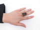 Bague 53 vintage bague sertie quartz fume rectangulaire or rose 58 Facettes 260595