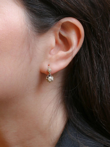 Boucles d'oreilles Dormeuses en or et diamants taille ancienne 58 Facettes J260