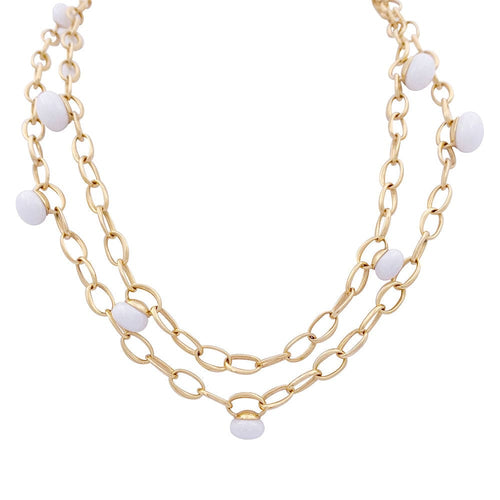Collier Sautoir Pomellato, "Capri", or rose, céramique blanche. 58 Facettes 33659