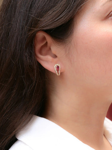 Boucles d'oreilles Boucles d'oreilles vintage diamants rubis 0,8 ct 58 Facettes J450