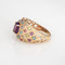 Bague 55 Bague paon vintage avec pierres précieuses arc-en-ciel en or jaune 58 Facettes G14023