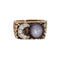 Bague 59 Bague vintage en or jaune 14 carats avec diamants, croissant de lune, étoile et saphir 58 Facettes G13899