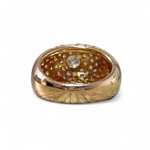 Bague 54 Bague dôme diamant 0,50 ct et saphirs roses en or jaune 18 carats 58 Facettes 197