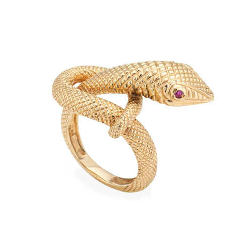 Bague 54 Bague Serpent Vintage Or Jaune Grand Serpent Enroulé 58 Facettes G13428