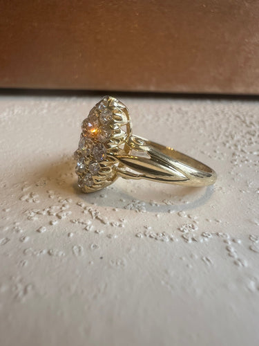 Bague 51 Antique yellow gold diamond ring 58 Facettes