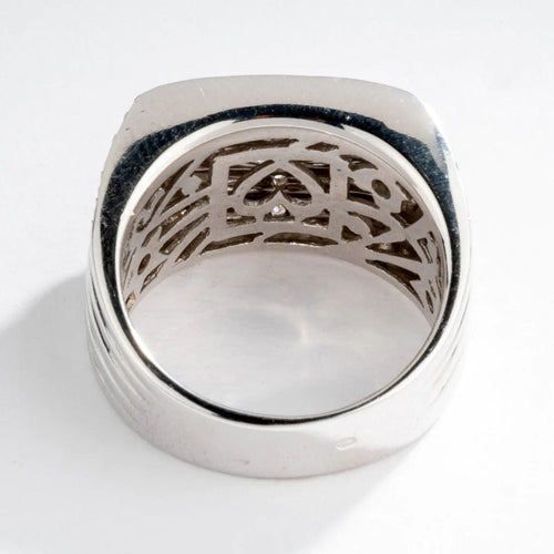 Bague 56 Bague moderne rectangulaire en or gris et diamants 58 Facettes 1