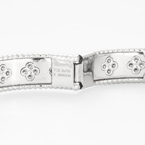 Bracelet VAN CLEEF & ARPELS – Bracelet Perlé trèfle or blanc diamants 58 Facettes