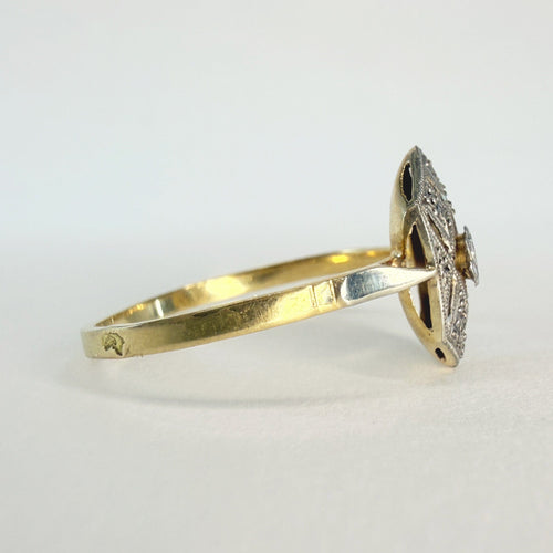 Bague 56 Bague Art déco en or jaune 18 carats et platine 58 Facettes INV017