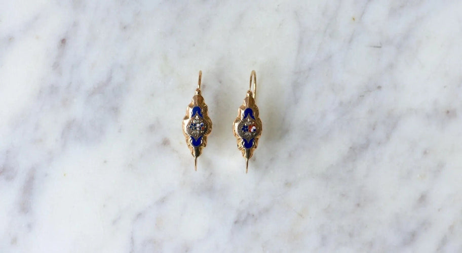 Boucles d'oreilles Boucles d'Oreilles Poissardes Or rose et Email 58 Facettes