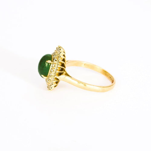 Bague 56 Bague marguerite émeraude diamants en or jaune 58 Facettes