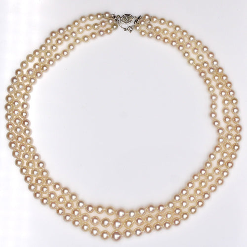 Collier Collier 3 rangs de perles de culture en chute 58 Facettes 24-347