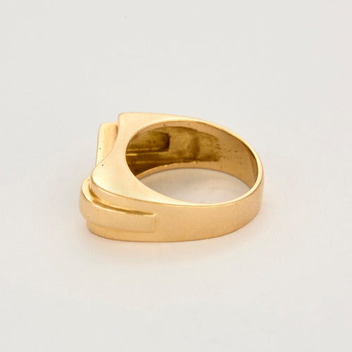 Bague 57 Bague tank or jaune, émeraudes et diamants 58 Facettes CHAL0451