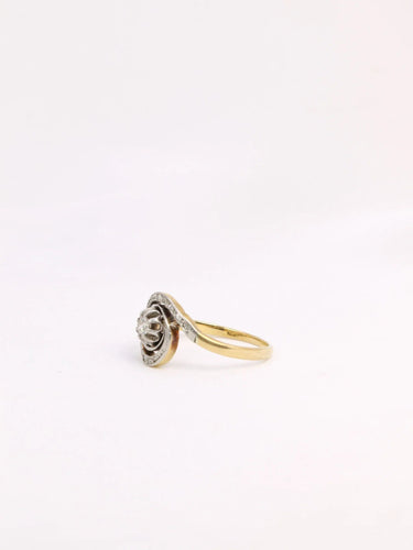 Bague 51 Bague tourbillon or platine diamants taille ancienne 0,10 ct 58 Facettes J322