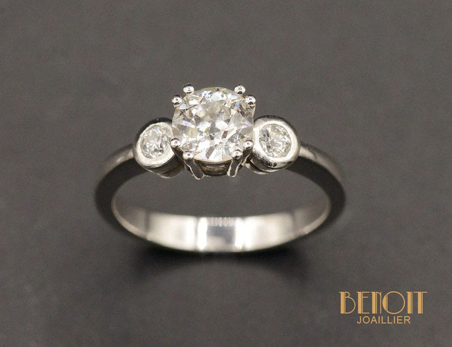 Bague 52 Solitaire en Platine Diamants 58 Facettes A10491