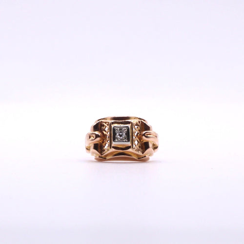 Bague 48 Bague tank ajourée et diamant sur or rose 58 Facettes