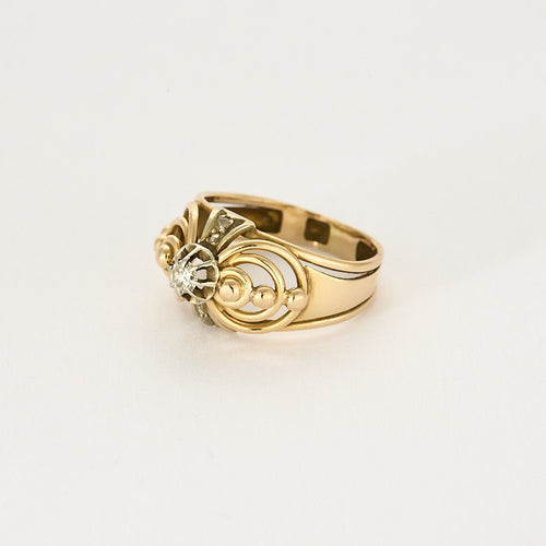 Bague 60 Bague or jaune et gris, diamants 58 Facettes FOU1150