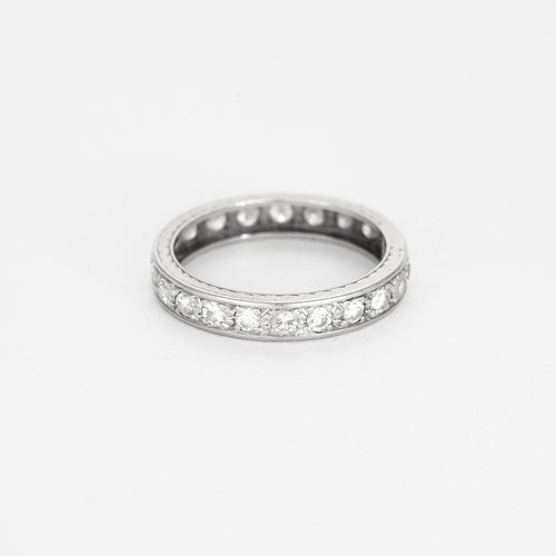 Bague 53 Alliance Américaine or blanc et diamants 58 Facettes GU198