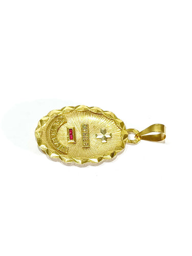 Pendentif Augis - Médaille d'Amour en or jaune et rubis 58 Facettes