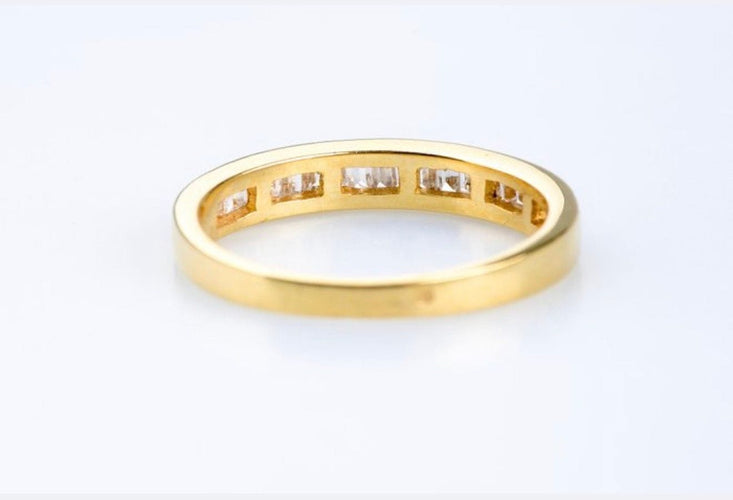 Bague 56 Bague demi-alliance en or jaune – Diamants baguette sertis rail 58 Facettes BG11189476-107
