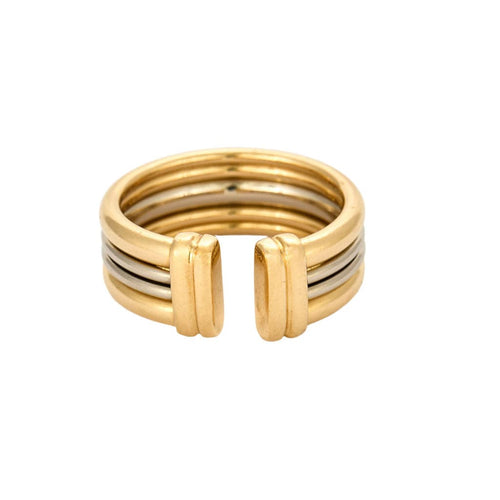 Bague 55 Bague ouverte or jaune et gris 58 Facettes AUX1012