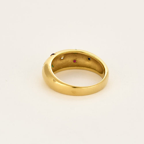 Bague 53.5 Bague jonc en or jaune, diamant, rubis, saphir et émeraude 58 Facettes LOR33782