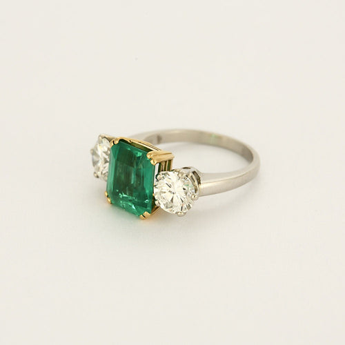 Bague 50 Bague trilogie bicolore émeraude diamants brillants 58 Facettes