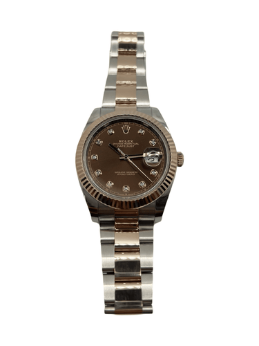 Montre Rolex Datejust 41 ou rose chocolat et diamants 58 Facettes