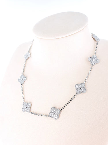 Collier Van Cleef & Arpels - Collier "Alhambra" 10 motifs Or Blanc Pavage Diamants 58 Facettes