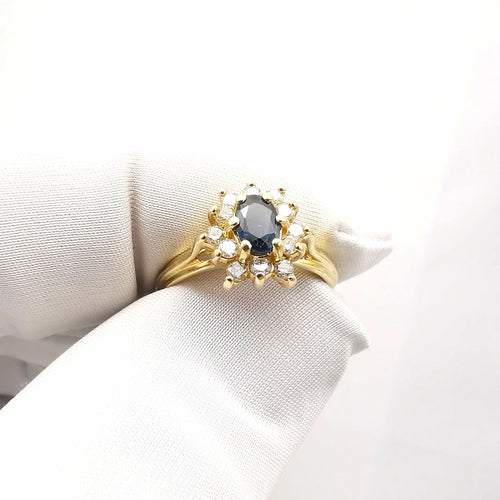 Bague 56 Bague en or saphir et diamants 58 Facettes
