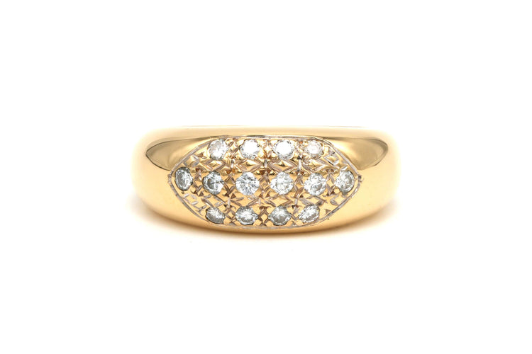 Bague 58 Bague contemporaine en or jaune 18 carats sertie de diamants 58 Facettes B503