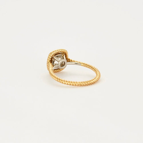 Bague 52 Solitaire Torsadé diamant taille ancienne 1,65 carat en or jaune 18K 58 Facettes