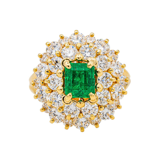 Bague 47.5 Bague Pompadour Or jaune Emeraude, Diamant 58 Facettes 3455379CN