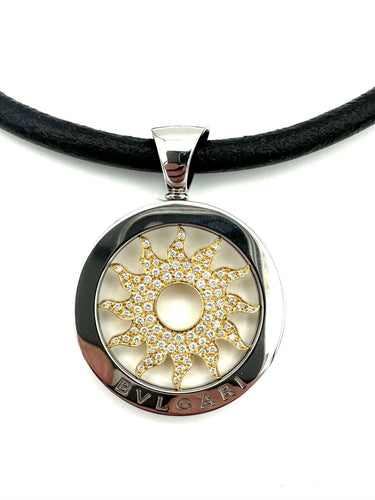 Collier BVLGARI. Collection "Tondo", collier en or, acier et diamants 58 Facettes