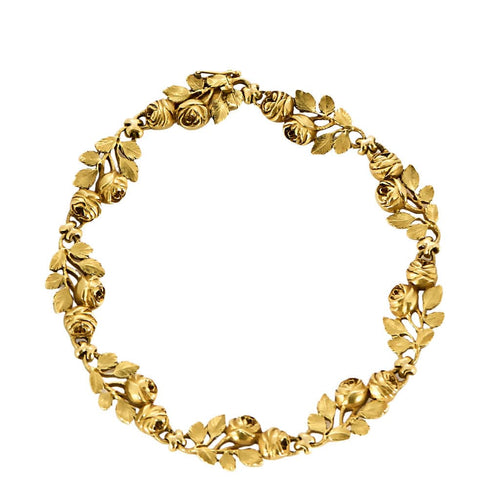 Bracelet Bracelet en or jaune à motif de fleurs et de feuilles ciselées 58 Facettes MON1100X2